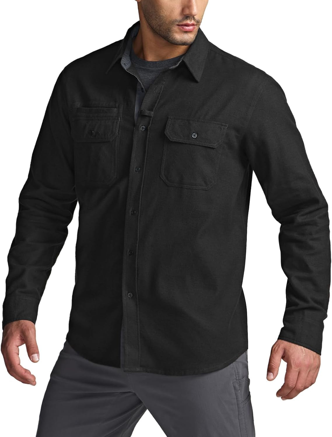 Men'S All Cotton Flannel Shirt, Long Sleeve Casual Button down Plaid Shirt, Brushed Soft Outdoor Tactical Work Shirts