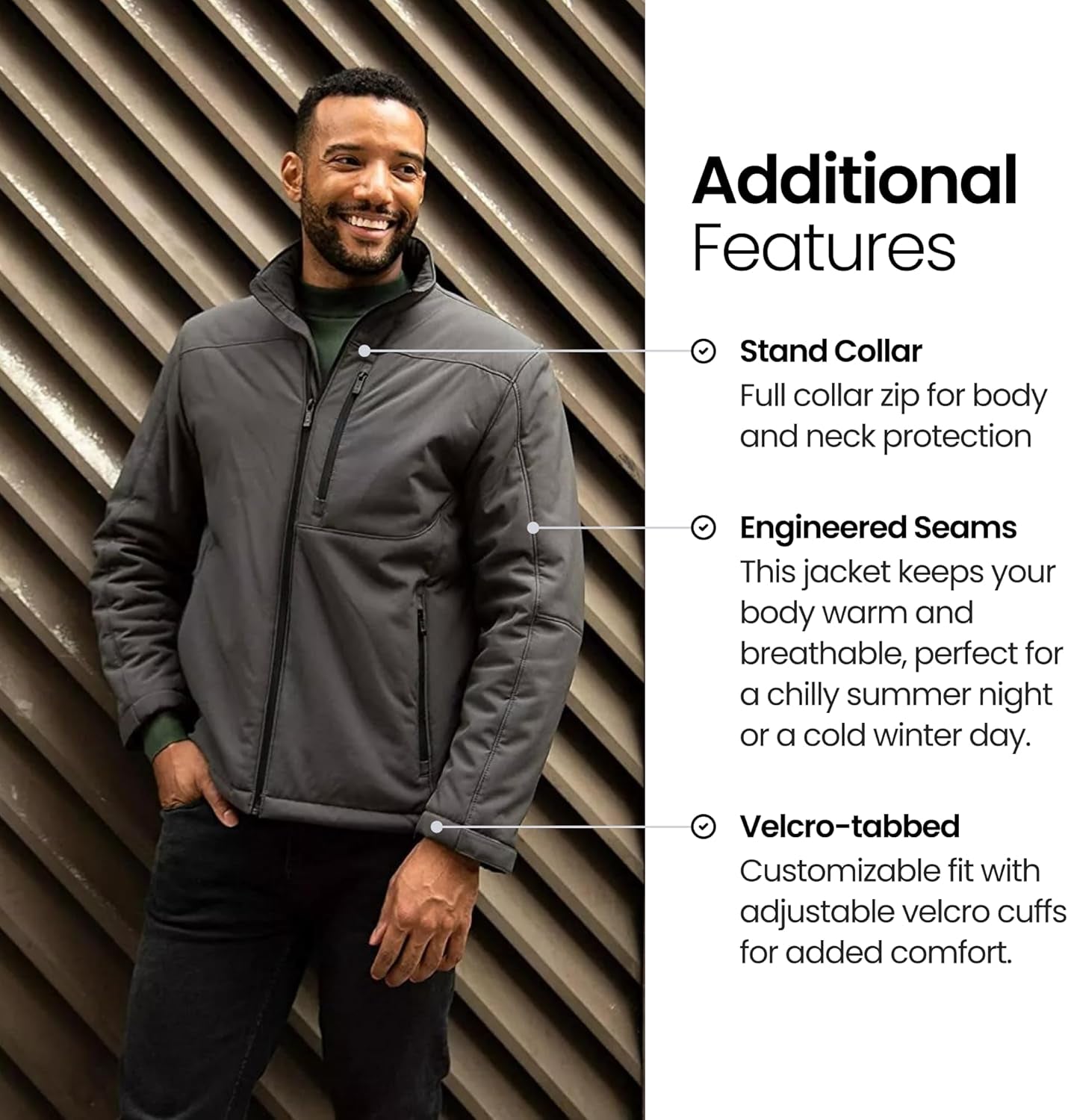 Midweight Soft Shell Jackets for Men - Men’S Water Resistant Windbreaker with Stand Collar (S-3XL)