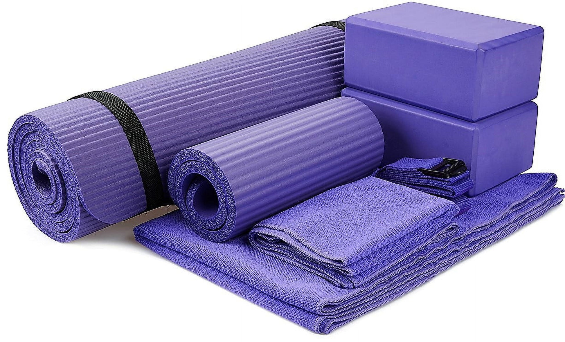 Goyoga Ultimate 7-Piece Yoga Set - Complete with Mat, Blocks, Towels, Strap, and Knee Pad for Perfect Practice